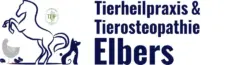 Logo der Tierheilpraxis und Tierosteopathie Elbers mit stilisierten Tieren und Schriftzug.